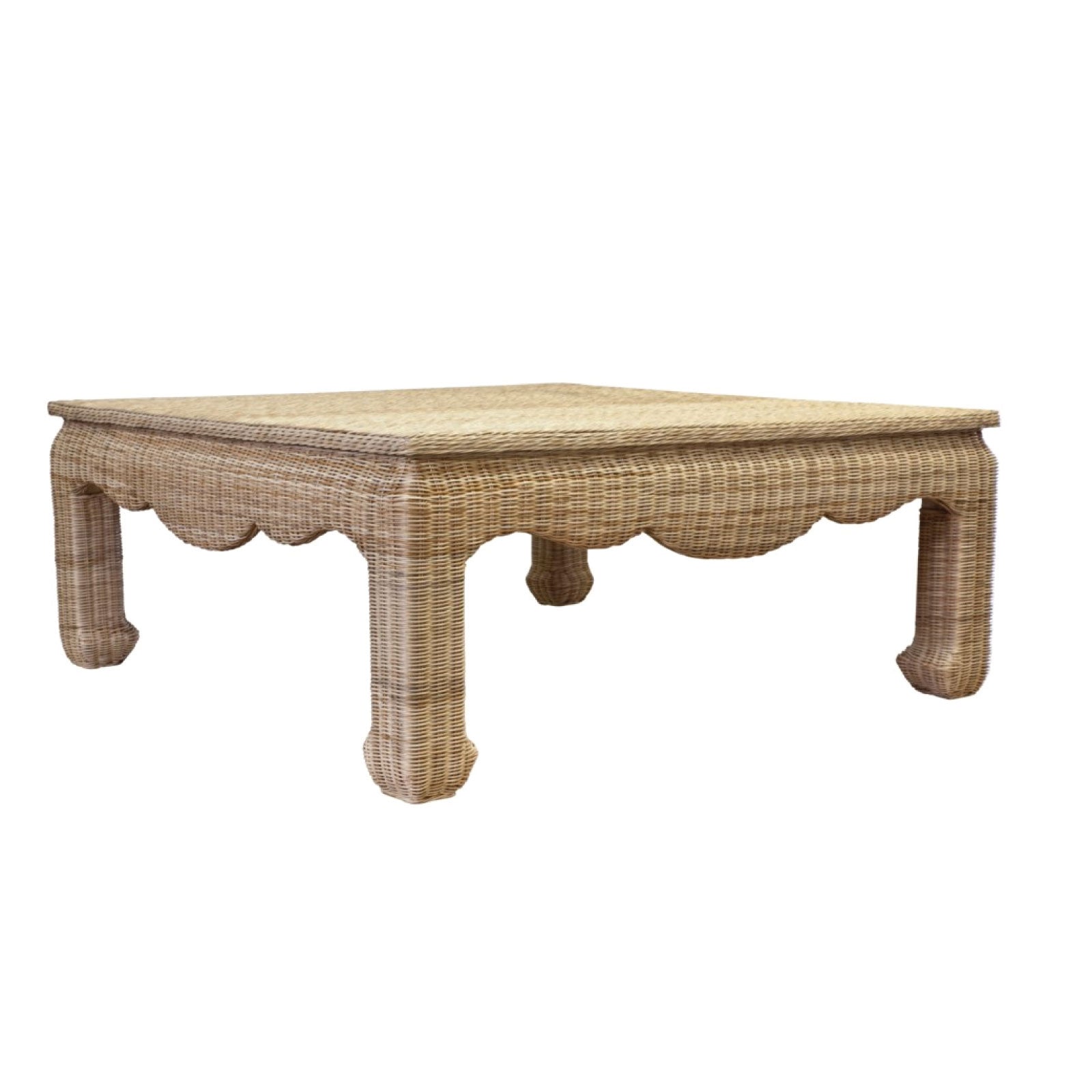 Scalloped Edge Wicker Coffee Table