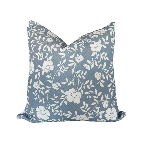 Natasha Floral Pillow in Dusty Blue