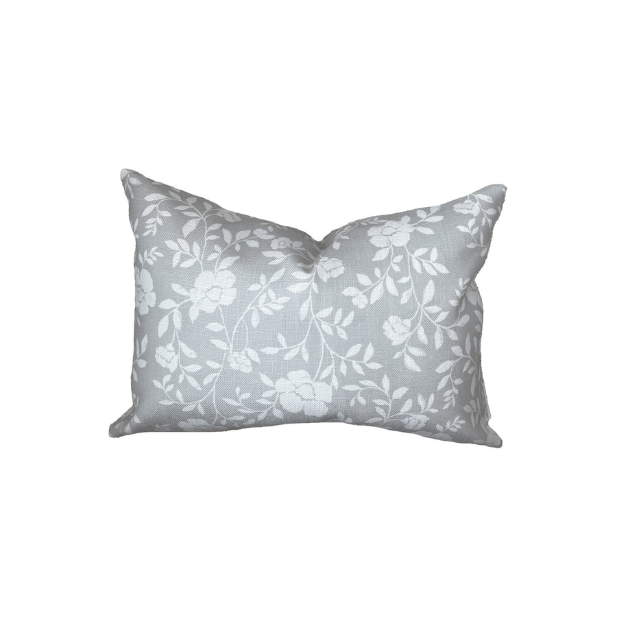 Natasha Floral Pillow in Stone Grey