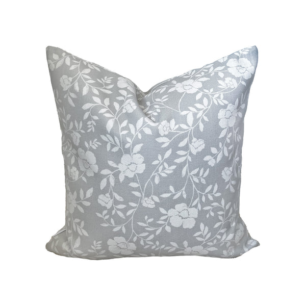 Natasha Floral Pillow in Stone Grey