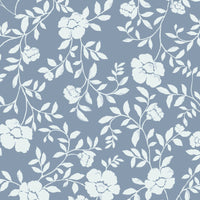 Natasha Floral Fabric in Dusty Blue