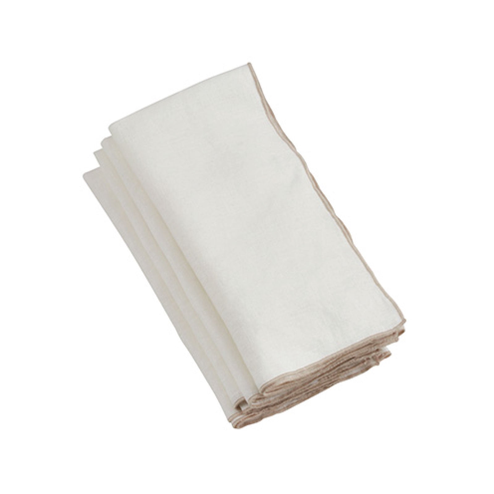 Natural Stitched Border Napkin - Set of 4