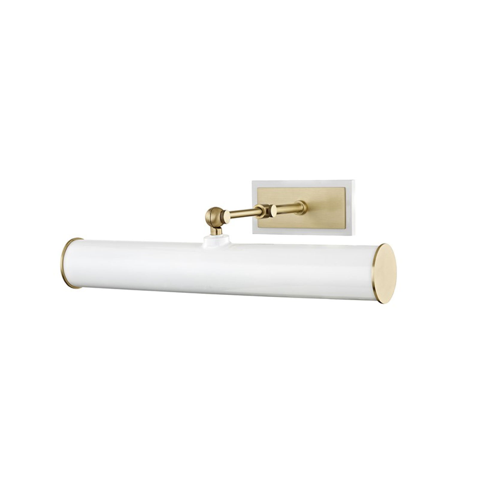 White plug-in picture light with gold accents
