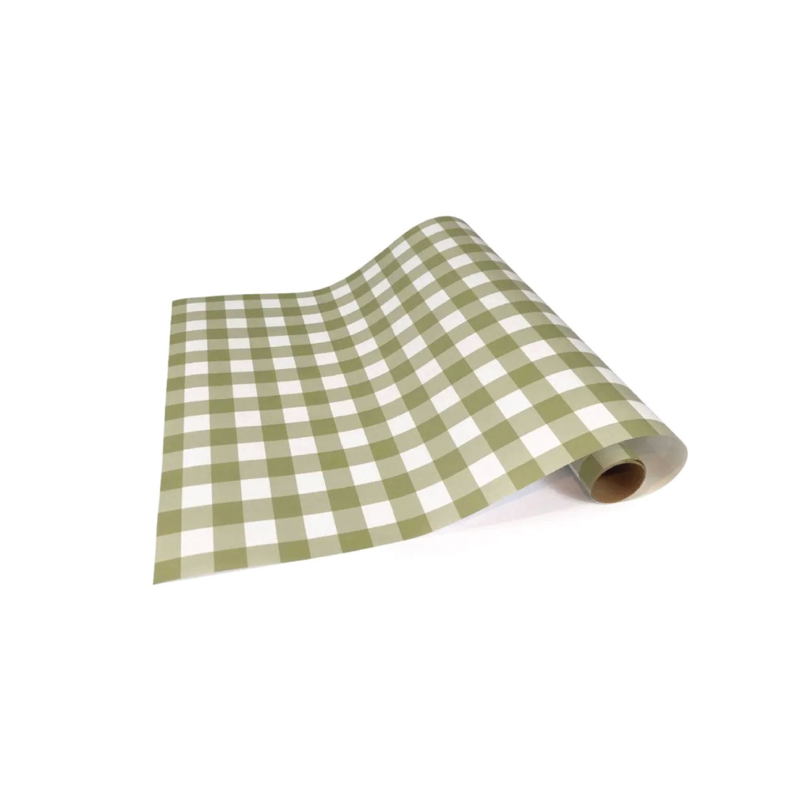 Picnic Check Paper Table Runner in Green
