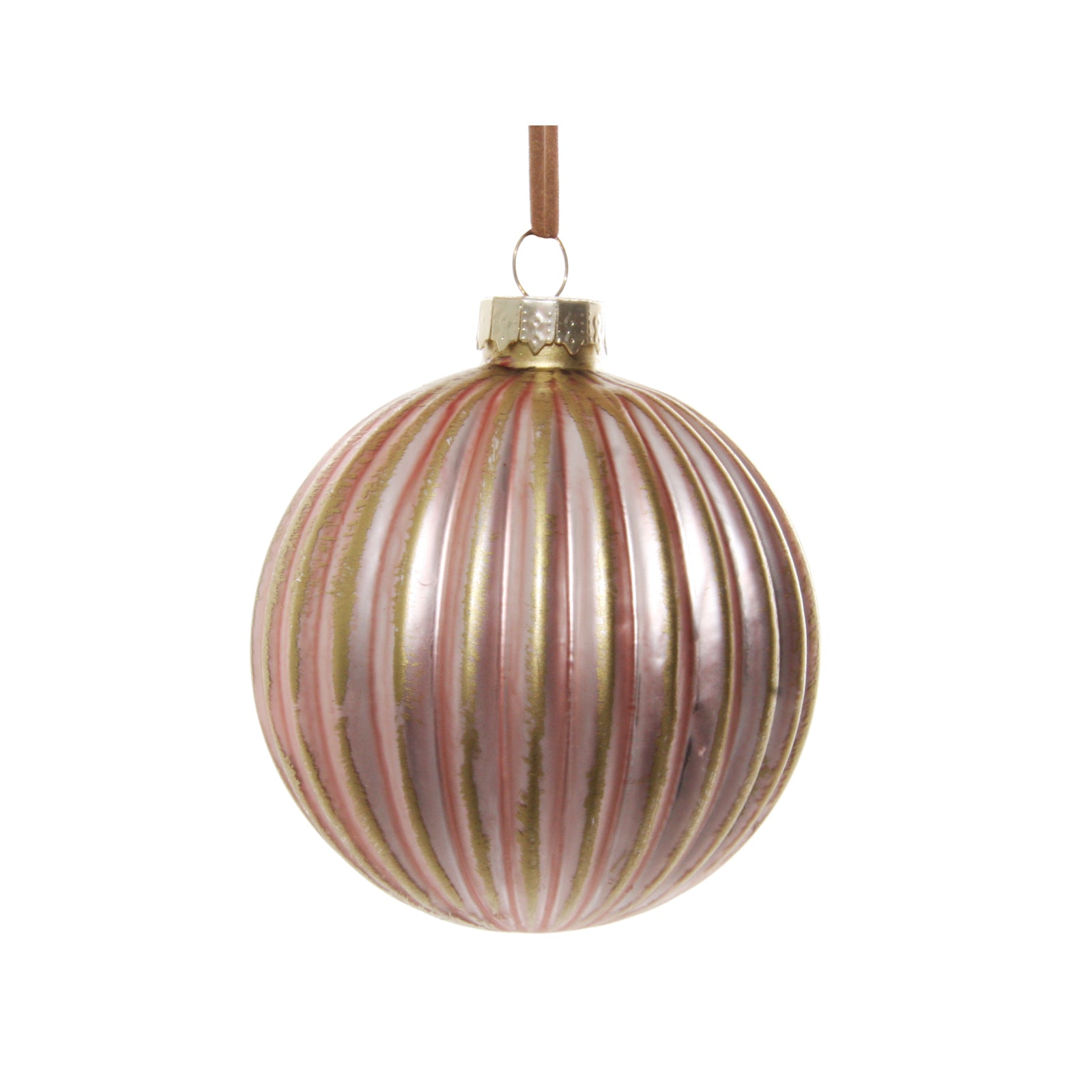 Pink and Gold Reeded Ornament