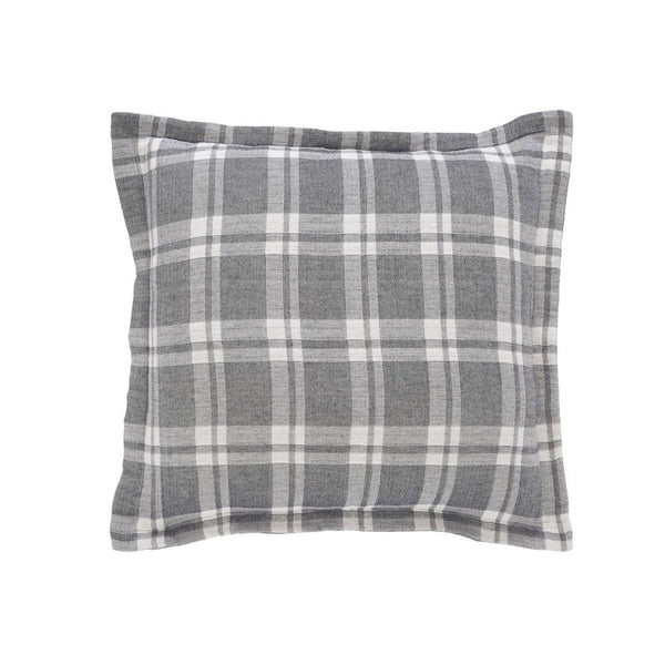 Plaid Sham in Charcoal - Euro