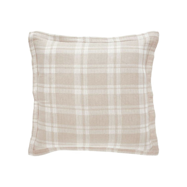 Plaid Sham in Dune - Euro