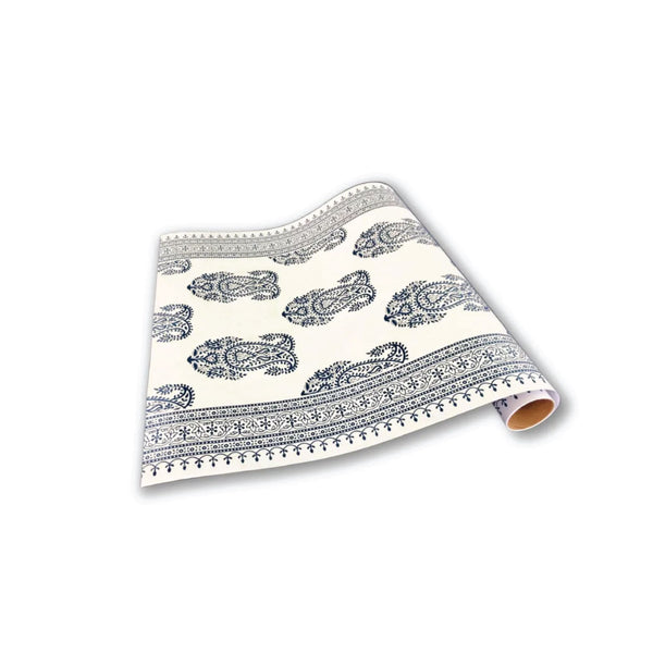 Port Blue Block Print Paper Table Runner