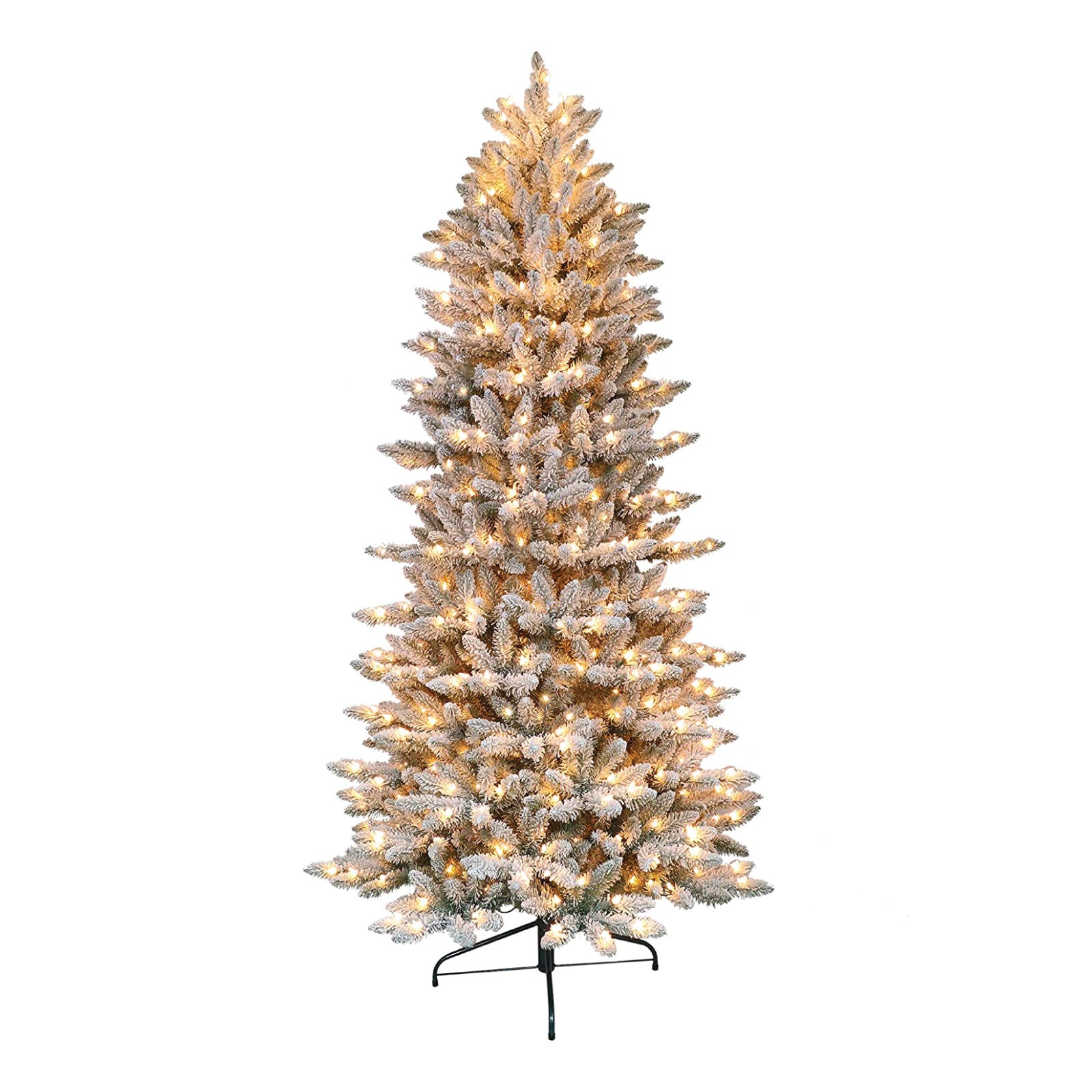 Pre-Lit Flocked Slim Franklin Fir Tree