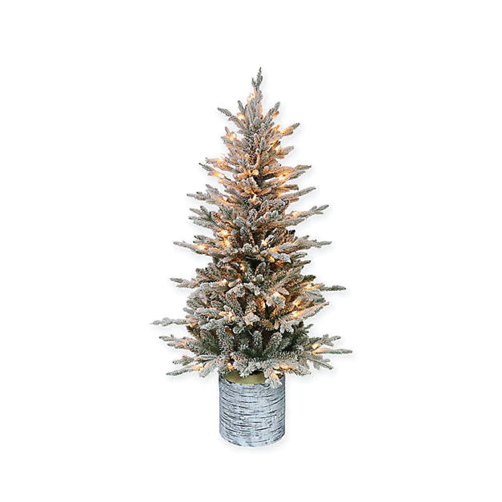 Pre-Lit Potted Flocked Scandinavian Fir Tree