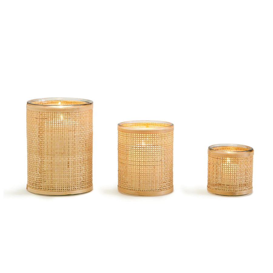 Rattan Cachepot Candle Holders - Set of 3