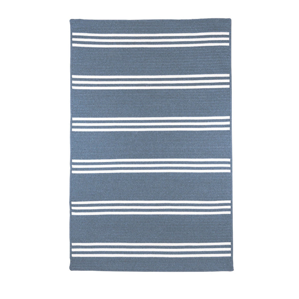 Rugby Stripe Rug in Natural and Lake Blue