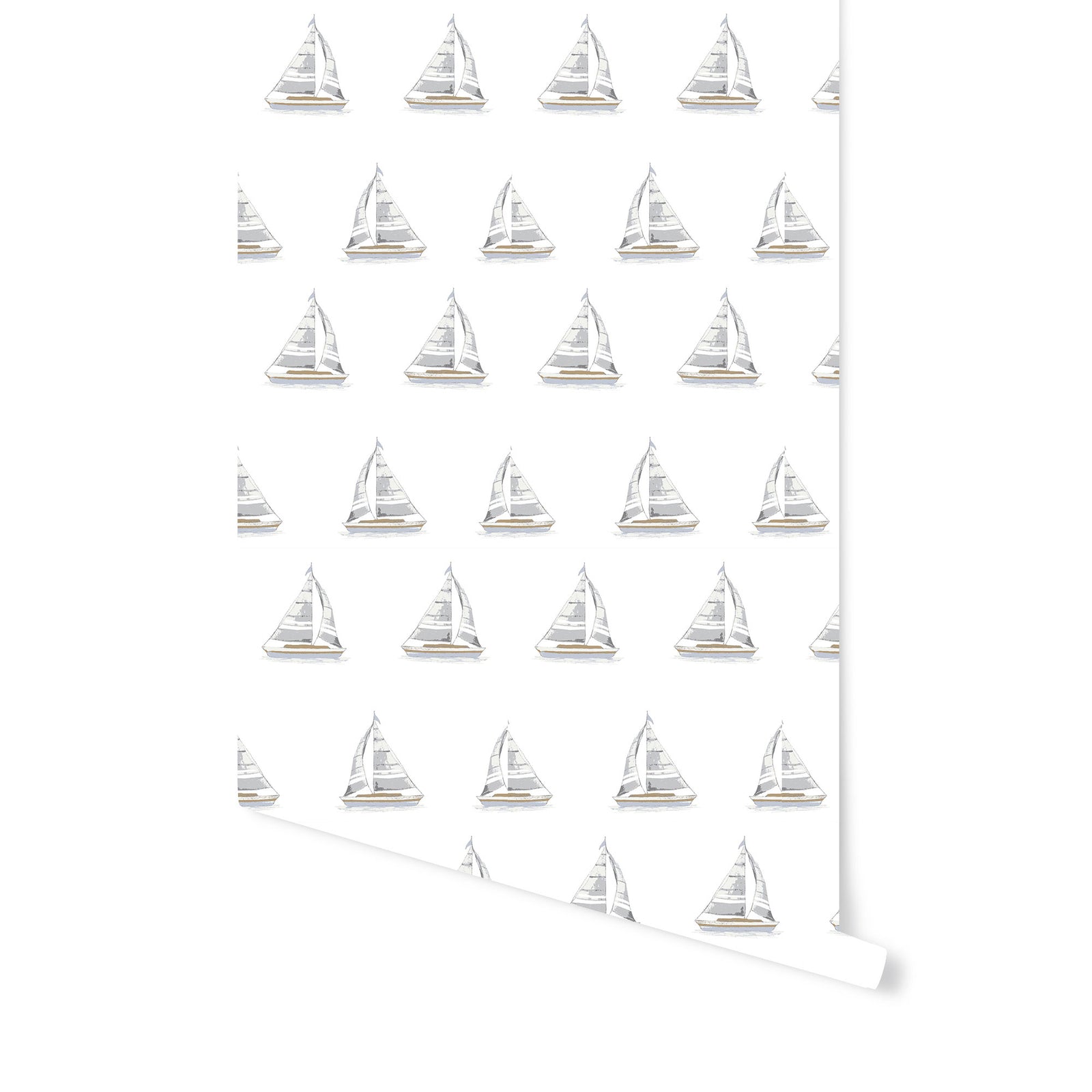 Sailboat Wallpaper in Grey