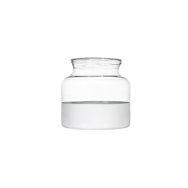 Small White Dipped Glass Jar
