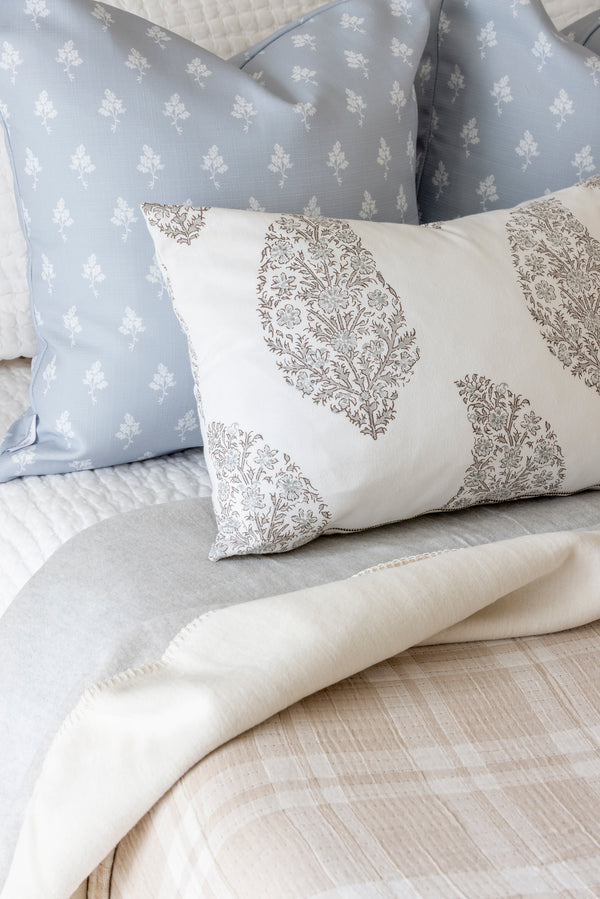 Hannah Floral Pillow in Light Blue