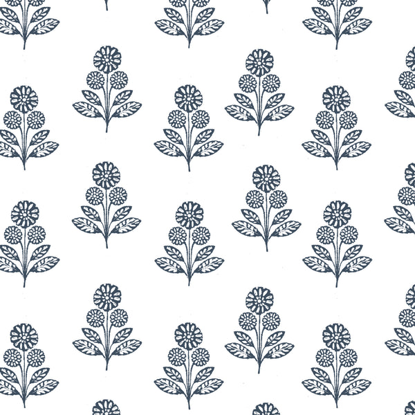Stella Floral Fabric in Navy