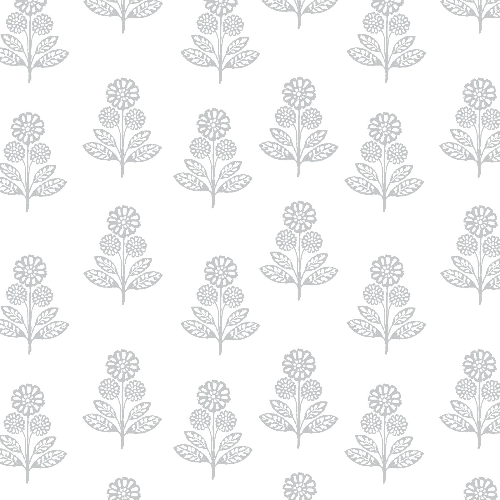 Stella Floral Fabric in Stone Grey