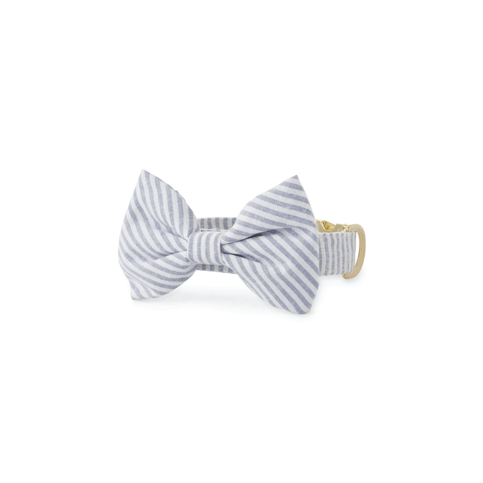 Stripe Dog Bow Tie in Dusty Blue & White