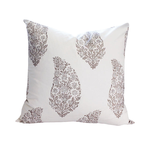 Summit Paisley Pillow in Warm Grey
