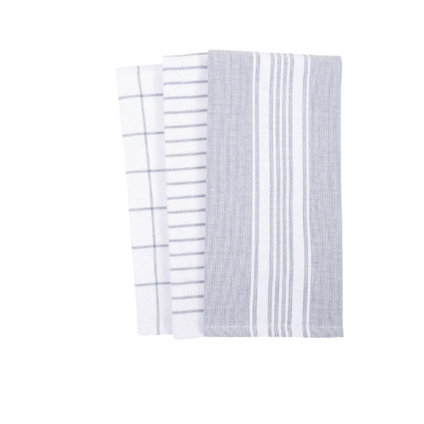 Terry Stripe Dish Towels - Frost Grey