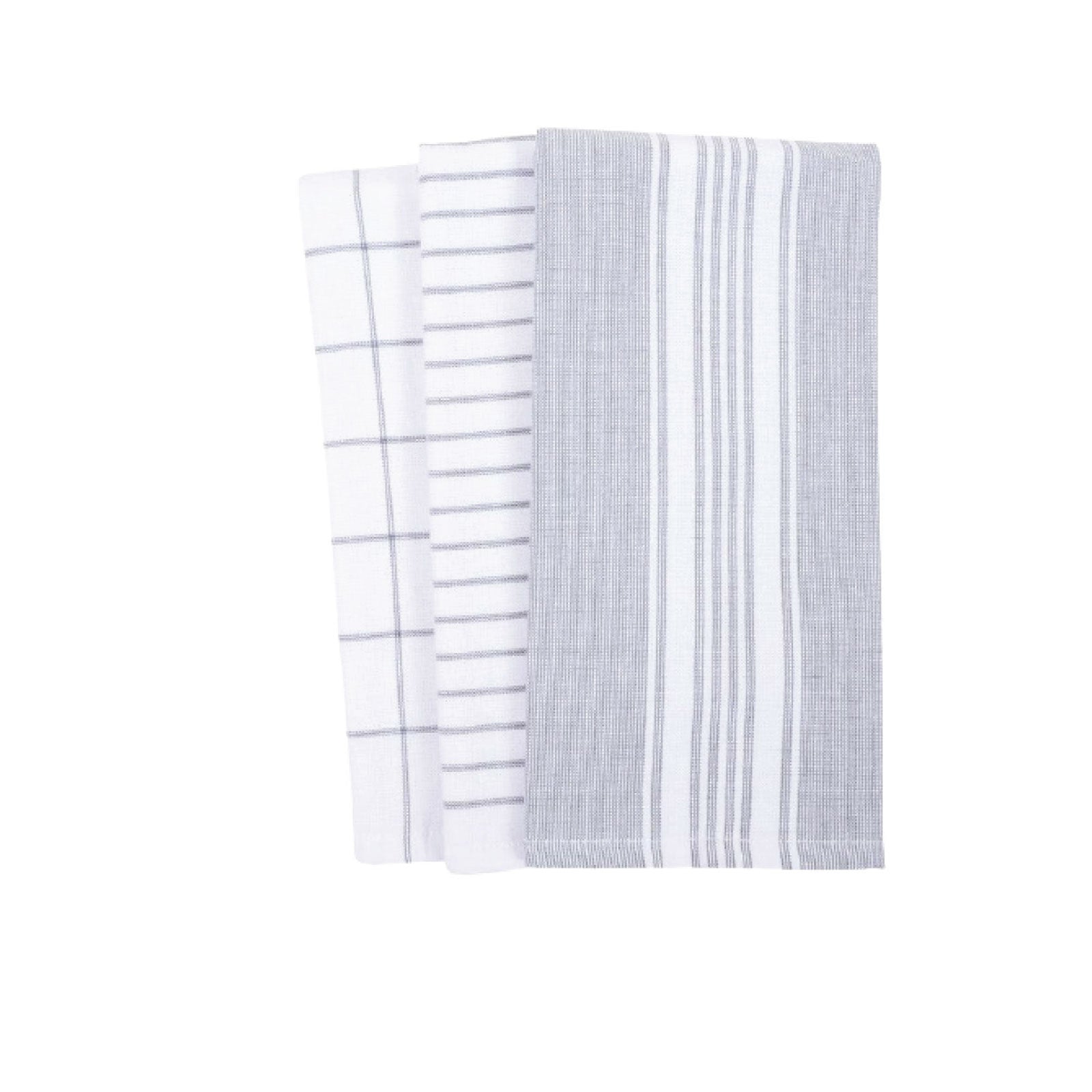 Terry Stripe Dish Towels - Frost Grey