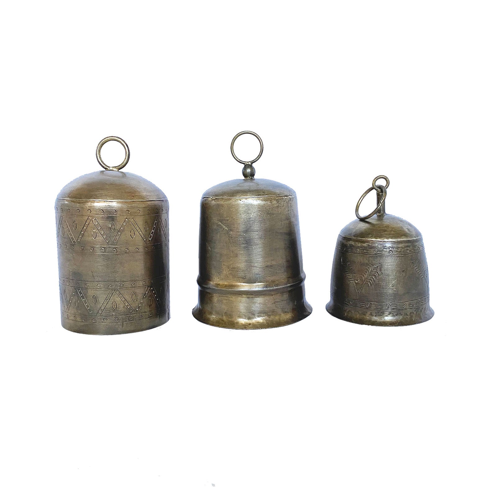 1.5 Assorted Brass Bells  Elegant Decorative Accents for Home