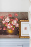 Vintage Postage Stamp Art in Pink