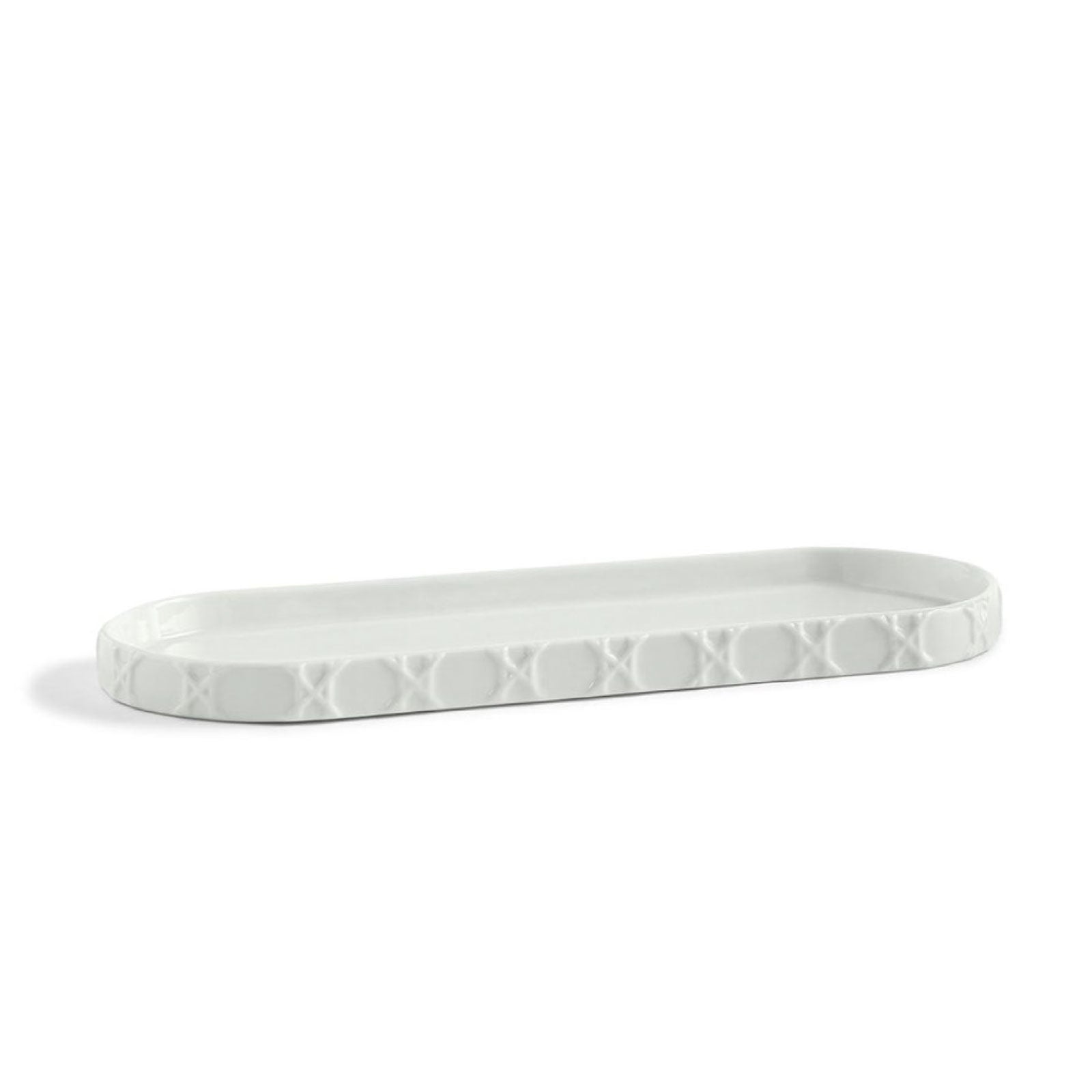 Woven White Bathroom Tray